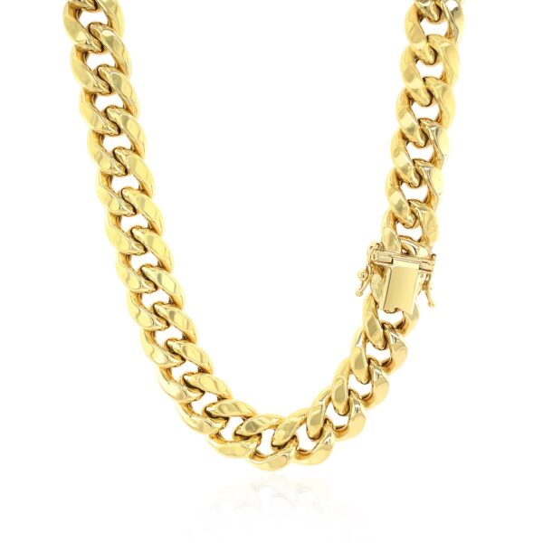 14k Yellow Gold Semi Solid Miami Cuban Chain (10.70 mm) - alternate view 3