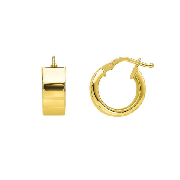 Small Tube Shaped Hoop Earrings in 14K Yellow Gold - alternate view 2