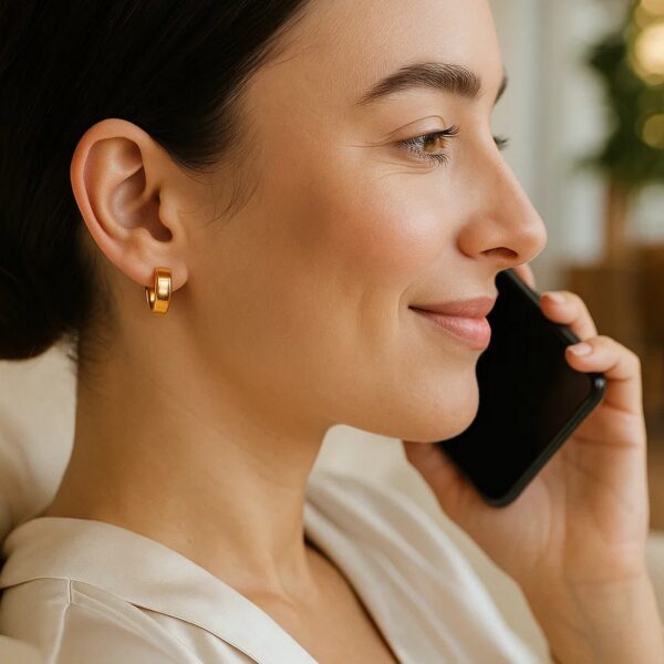 Small Tube Shaped Hoop Earrings in 14K Yellow Gold - alternate view 3