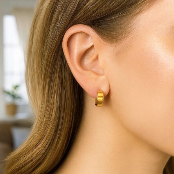 Small Tube Shaped Hoop Earrings in 14K Yellow Gold - alternate view 4