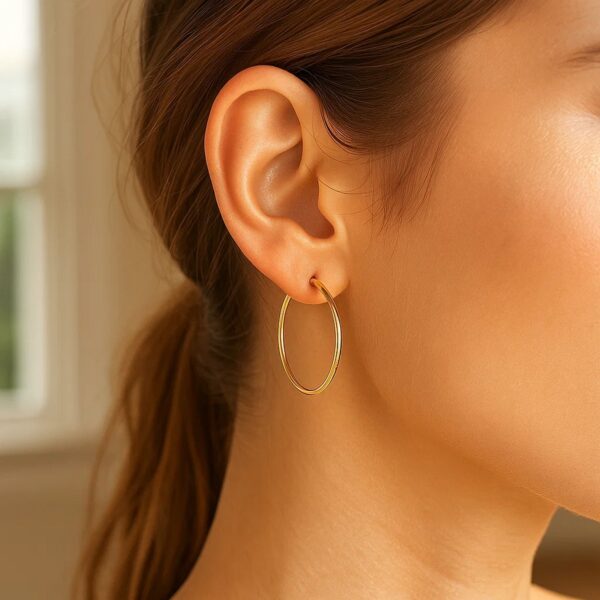 10k Yellow Gold Polished Hoop Earrings (2x30mm) - alternate view 4