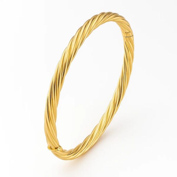 14k Yellow Gold Twist Bangle (5.30 mm) - alternate view 3
