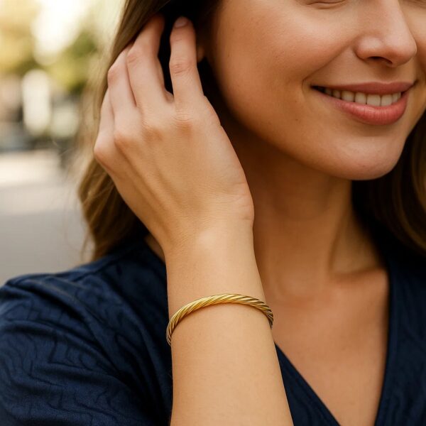 14k Yellow Gold Twist Bangle (5.30 mm) - alternate view 4