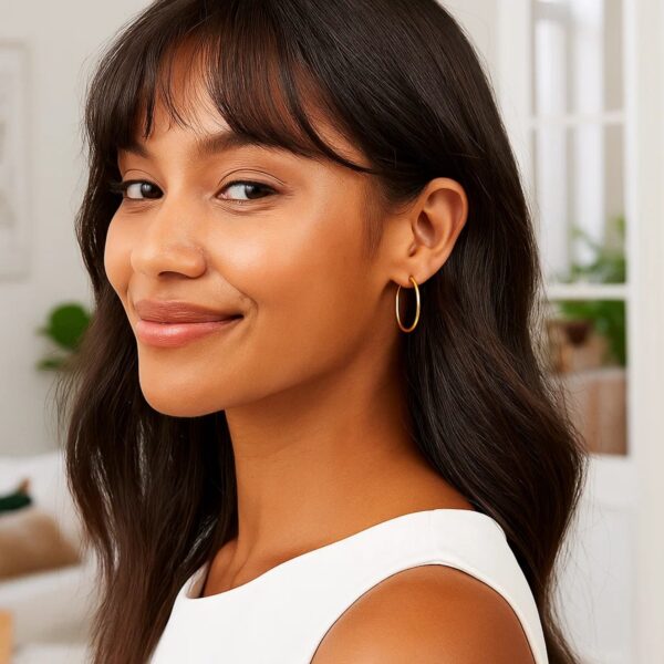 10k Yellow Gold Polished Hoop Earrings (1.5x25mm) - alternate view 4