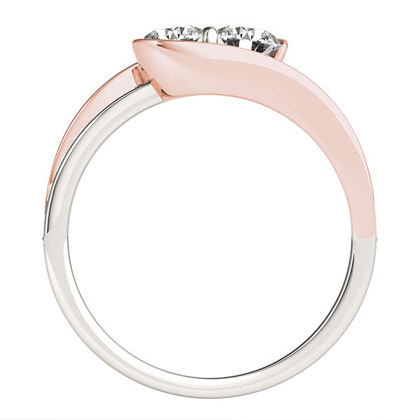 Two Stone Diamond Ring in 14k White And Rose Gold (3/4 cttw) - White &amp; Rose Gold - alternate view 3