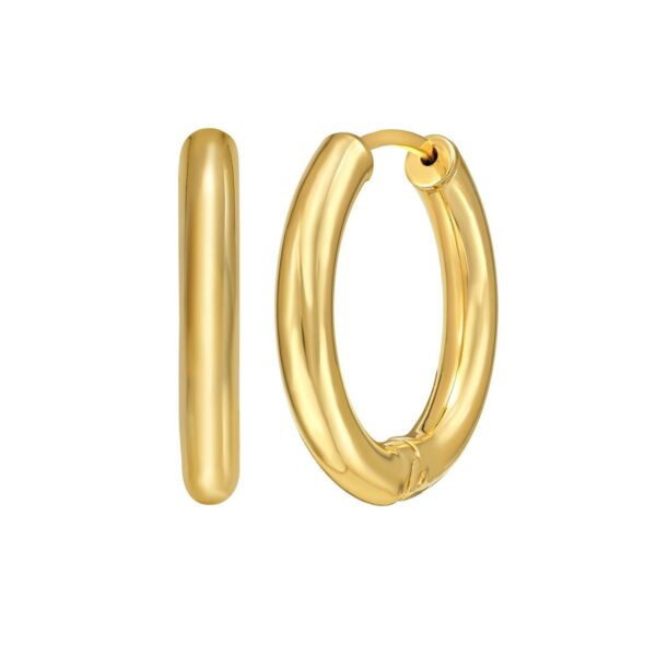 14K Yellow Gold Polished Round Hinged Hoop Earrings