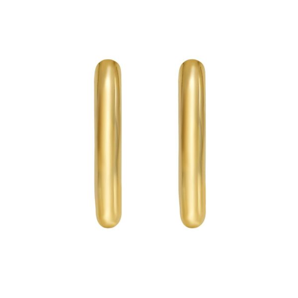 14K Yellow Gold Polished Round Hinged Hoop Earrings - alternate view 3