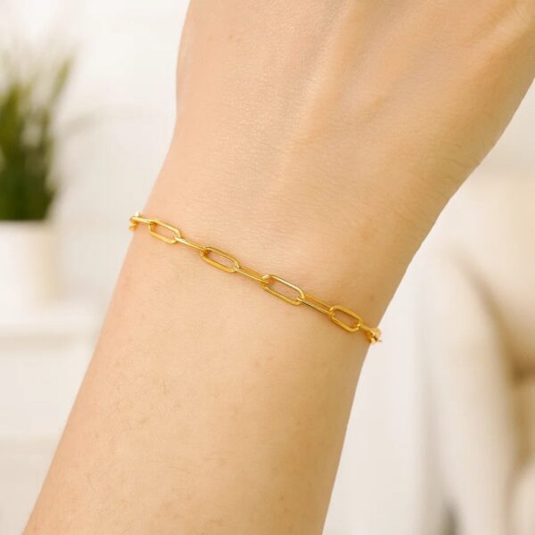 14K Yellow Gold Paperclip Bracelet (3.50 mm) - alternate view 2
