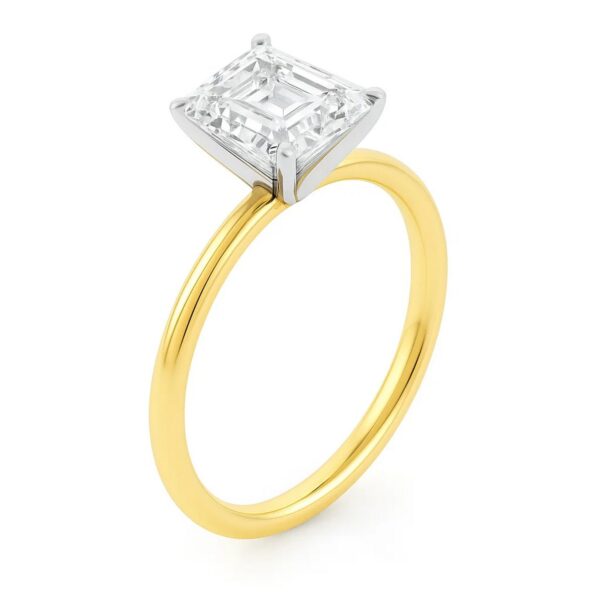 3 Carat Emerald Lab Grown IGI G/VS1 Diamond Solitaire Ring in 10K Yellow Gold - alternate view 2