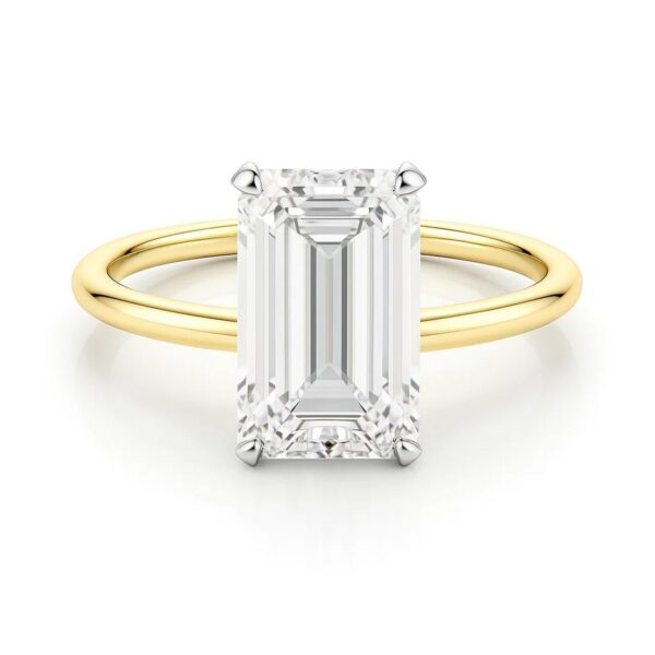 3 Carat Emerald Lab Grown IGI G/VS1 Diamond Solitaire Ring in 10K Yellow Gold - alternate view 3