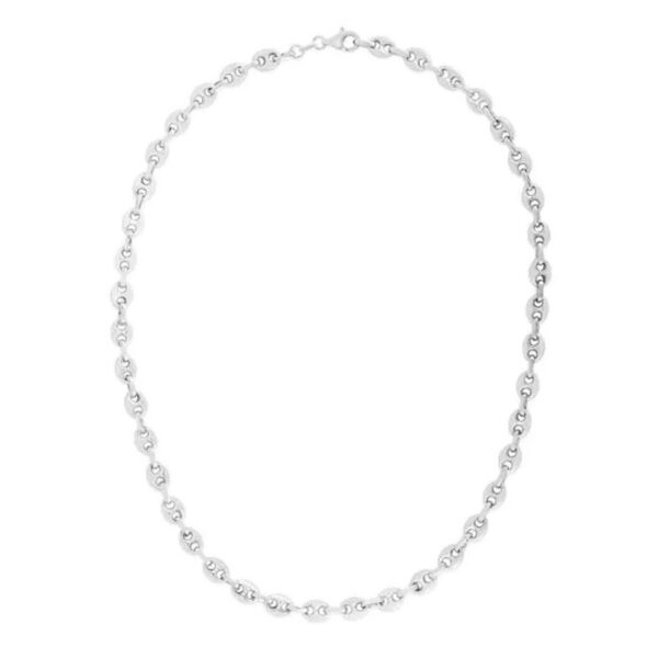 Sterling Silver Rhodium Plated Lite Puffed Mariner Chain (6.40 mm) - alternate view 3