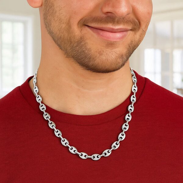 Sterling Silver Rhodium Plated Lite Puffed Mariner Chain (6.40 mm) - alternate view 5