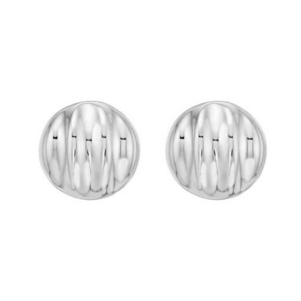 Sterling Silver Sculpted Domed Disc Stud Earrings - alternate view 2