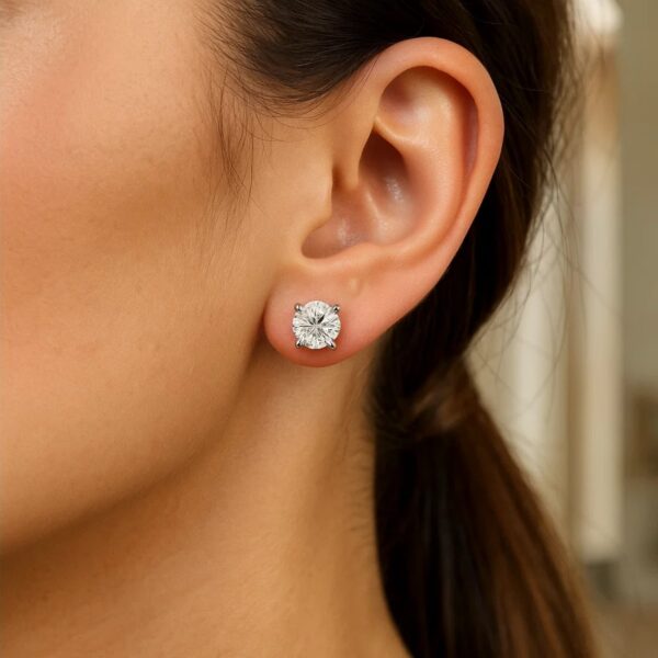 Sterling Silver Round CZ Stud Earrings(8mm) - alternate view 2