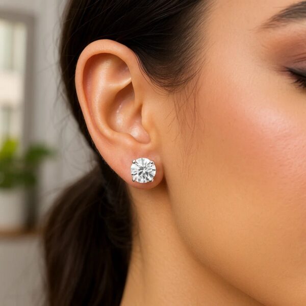 Sterling Silver Round CZ Stud Earrings(8mm) - alternate view 3