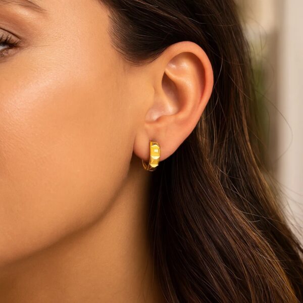 14K Yellow Gold J Hoop Earrings - alternate view 2