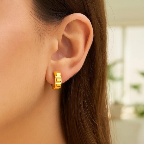 14K Yellow Gold J Hoop Earrings - alternate view 3
