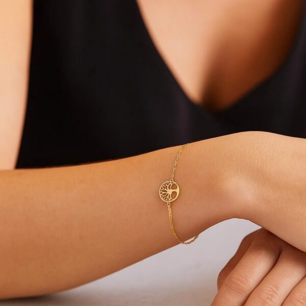 14K Yellow Gold Tree of Life Bracelet (1.20 mm) - alternate view 2