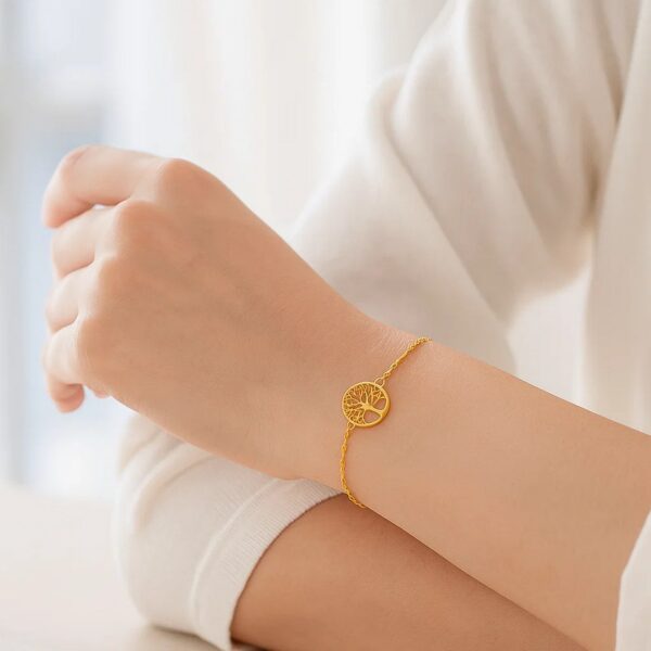 14K Yellow Gold Tree of Life Bracelet (1.20 mm) - alternate view 3