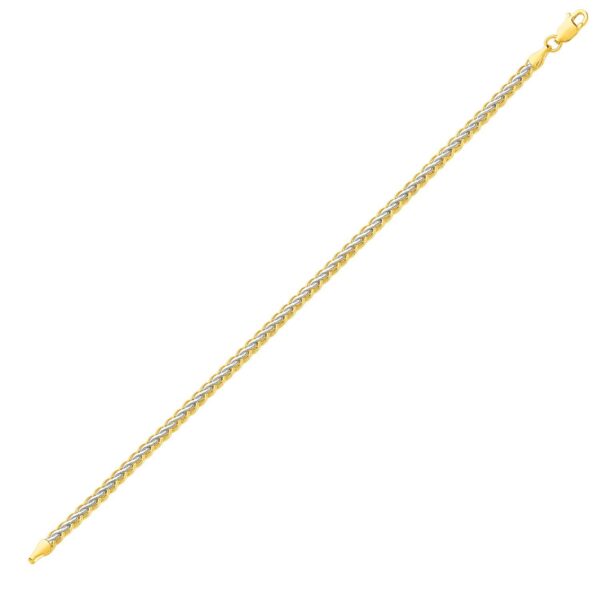 Two-Toned Fine Wheat Chain Bracelet in 10k Yellow and White Gold (3.00 mm) - Two-Tone Gold