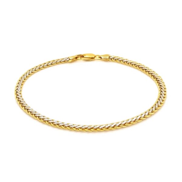 Two-Toned Fine Wheat Chain Bracelet in 10k Yellow and White Gold (3.00 mm) - Two-Tone Gold - alternate view 2