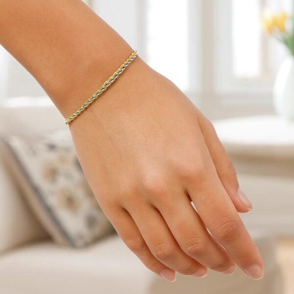 Two-Toned Fine Wheat Chain Bracelet in 10k Yellow and White Gold (3.00 mm) - Two-Tone Gold - alternate view 4