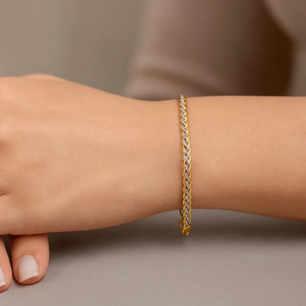 Two-Toned Fine Wheat Chain Bracelet in 10k Yellow and White Gold (3.00 mm) - Two-Tone Gold - alternate view 5