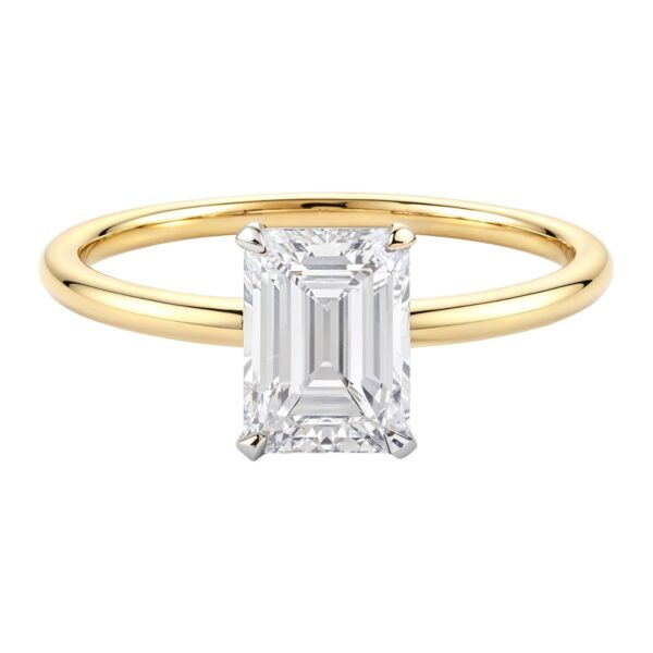 1.50Ct Emerald Lab Grown IGI G/VS1 Diamond Ring in 14K Yellow Gold - alternate view 3
