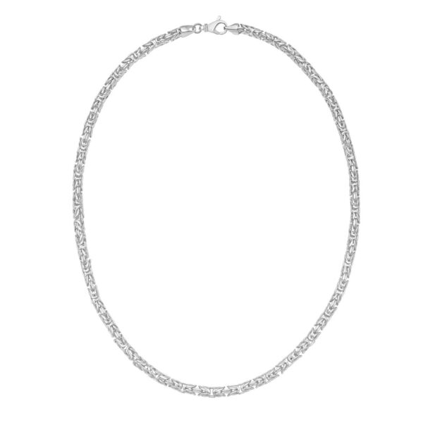 Sterling Silver Rhodium Plated Solid Round Byzantine Chain (4.60 mm) - alternate view 2
