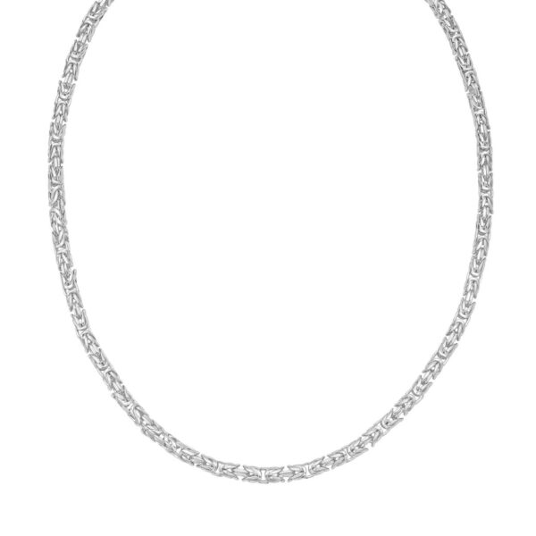 Sterling Silver Rhodium Plated Solid Round Byzantine Chain (4.60 mm) - alternate view 3