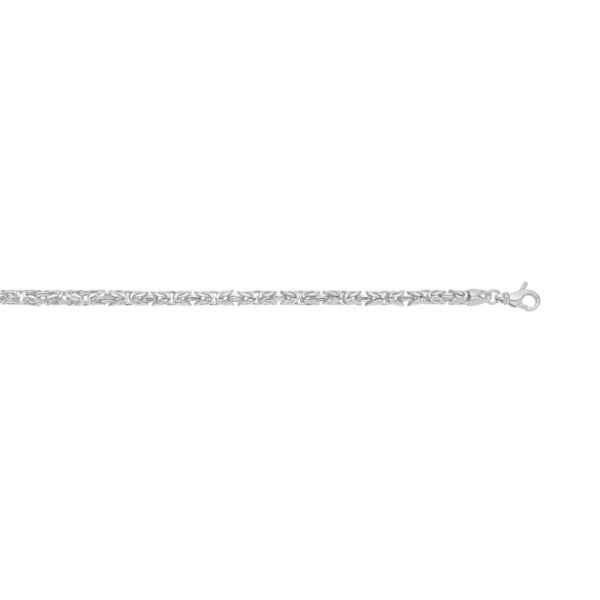 Sterling Silver Rhodium Plated Solid Round Byzantine Chain (4.60 mm) - alternate view 4