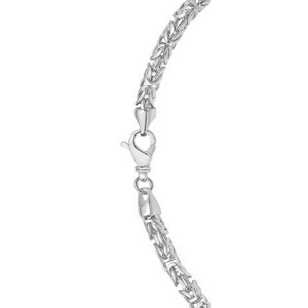 Sterling Silver Rhodium Plated Solid Round Byzantine Chain (4.60 mm) - alternate view 5