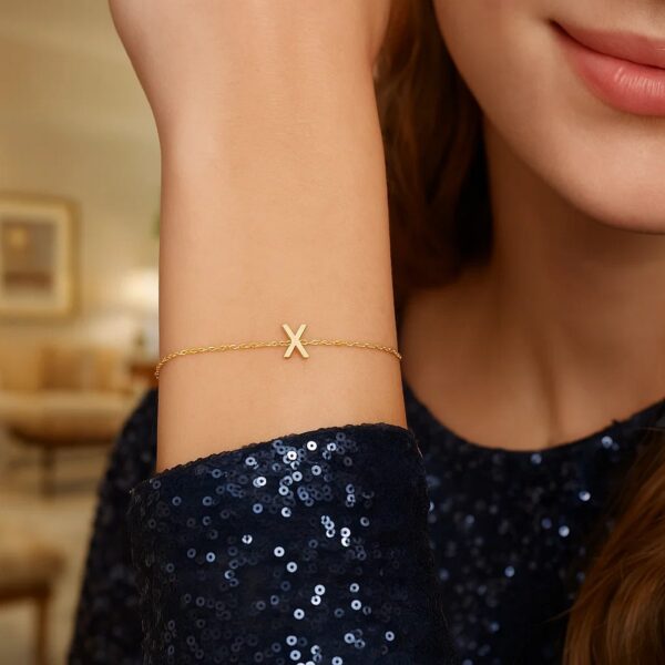 14K Yellow Gold Mini Initial X Bracelet - alternate view 4