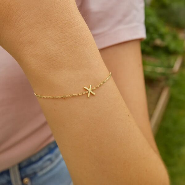 14K Yellow Gold Mini Initial X Bracelet - alternate view 5