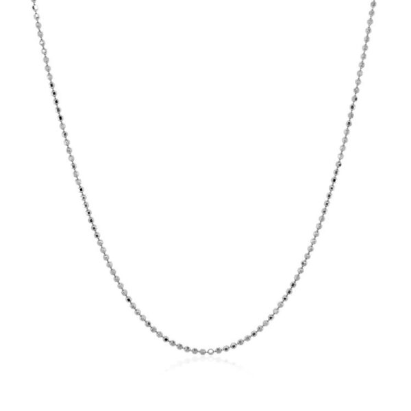 14k White Gold Diamond Cut Bead Chain (0.90 mm) - alternate view 2