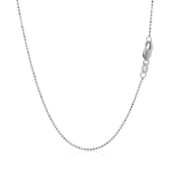 14k White Gold Diamond Cut Bead Chain (0.90 mm) - alternate view 3