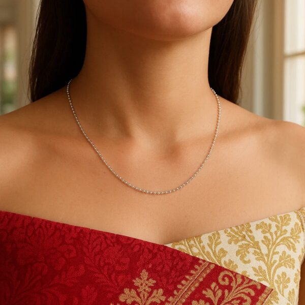 14k White Gold Diamond Cut Bead Chain (0.90 mm) - alternate view 5
