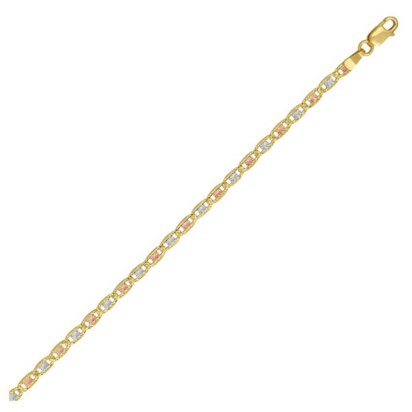 14K Tri Color Gold Pave Valentino Chain (3.00 mm) - Tri-Color Gold