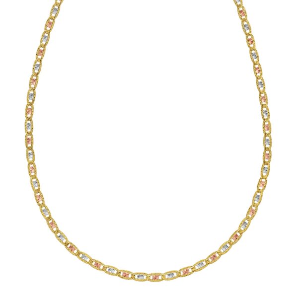 14K Tri Color Gold Pave Valentino Chain (3.00 mm) - Tri-Color Gold - alternate view 2