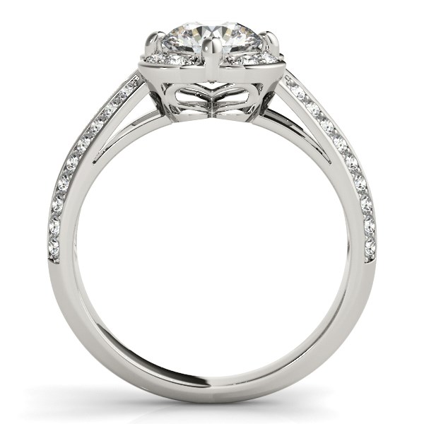 Round Diamond Floral Motif Engagement Ring in 14k White Gold (1 3/8 cttw) - alternate view 2