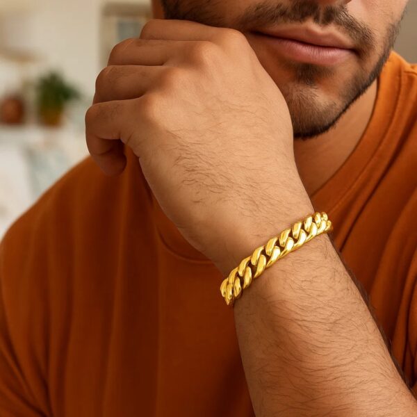 10k Yellow Gold Semi Solid Miami Cuban Bracelet (9.10 mm) - alternate view 2