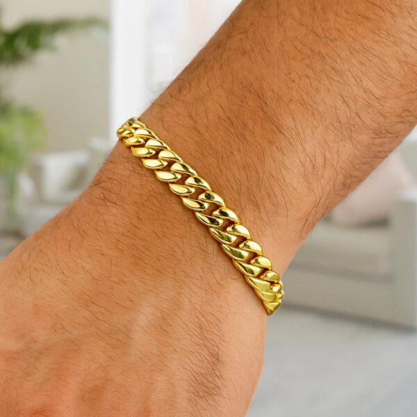 10k Yellow Gold Semi Solid Miami Cuban Bracelet (9.10 mm) - alternate view 5