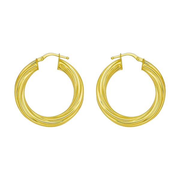 14K Yellow Gold Full Twist Medium Hoop Earrings - alternate view 2