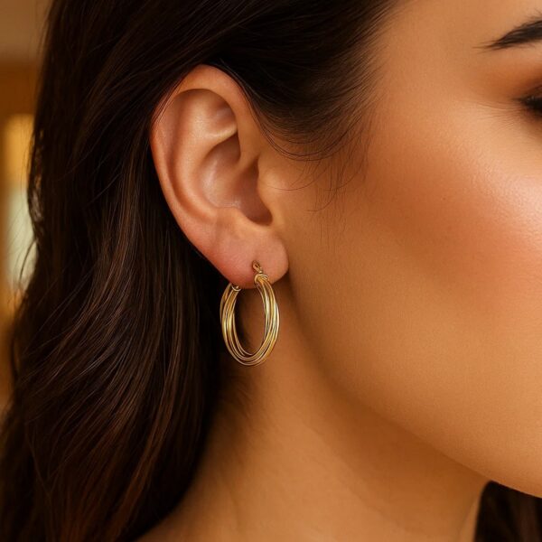 14K Yellow Gold Full Twist Medium Hoop Earrings - alternate view 3