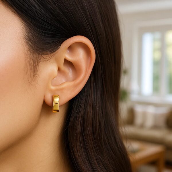 14k Yellow Gold Snuggable Hoop Earrings - alternate view 3