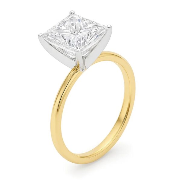 5 Carat Princess Lab Grown IGI G/VS1 Diamond Solitaire Ring in 10K Yellow Gold - alternate view 2