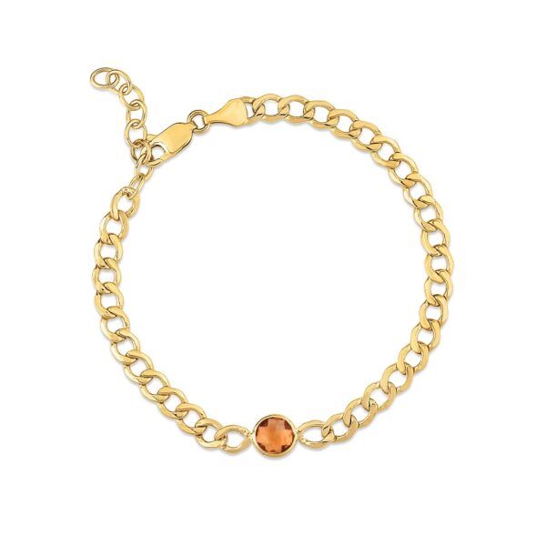 14K Yellow Gold Citrine Curb Chain Bracelet (3.60 mm) - alternate view 2