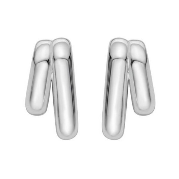 Sterling Silver Double Row Big and Small Hoop Earrings - alternate view 2