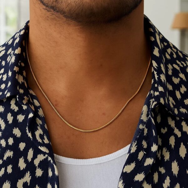 Sterling Silver Yellow Gold Plated Oval Snake Chain (2.60 mm) - alternate view 4