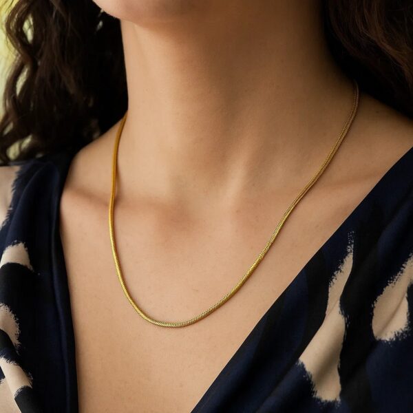Sterling Silver Yellow Gold Plated Oval Snake Chain (2.60 mm) - alternate view 5